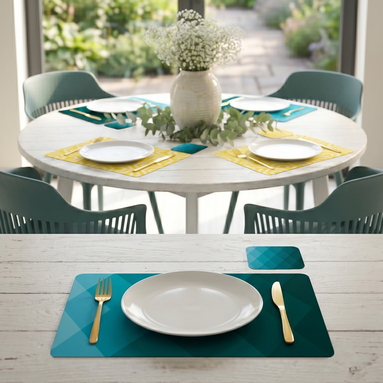 Modern Teal & Yellow