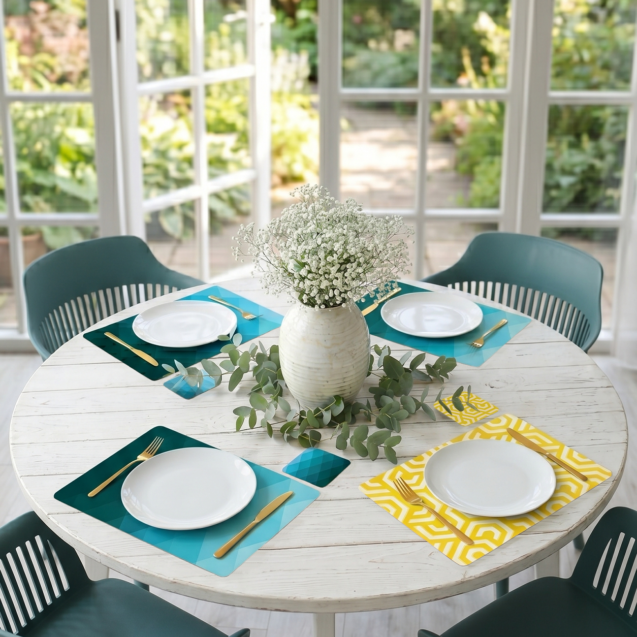 Modern Teal & Yellow