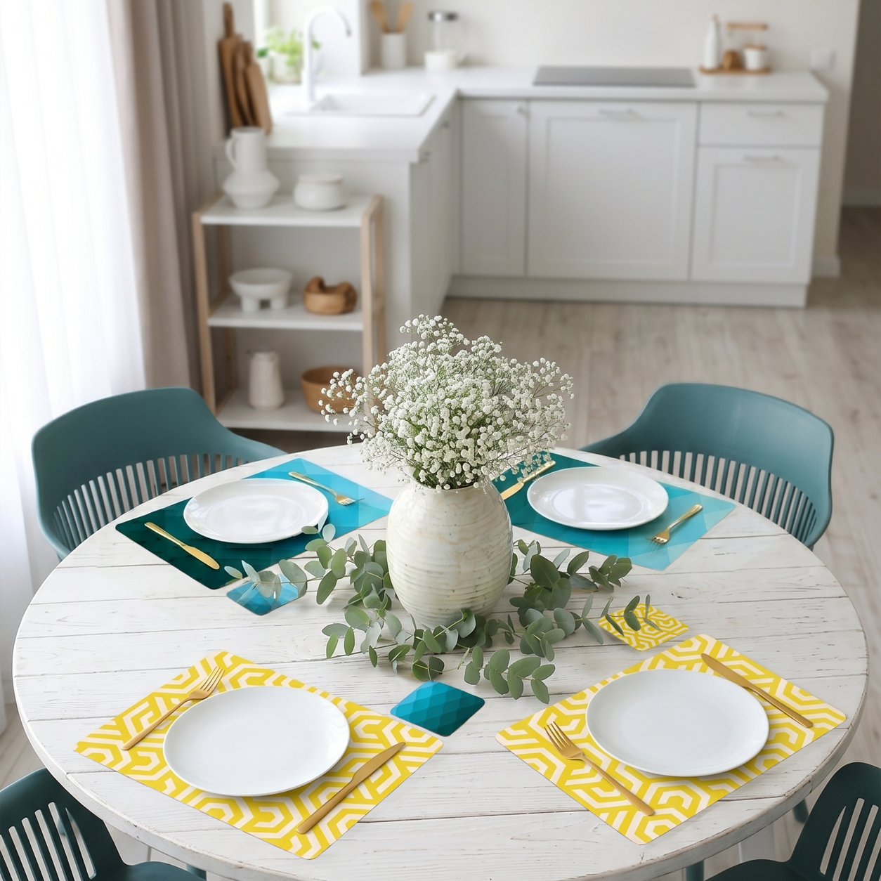 Modern Teal & Yellow
