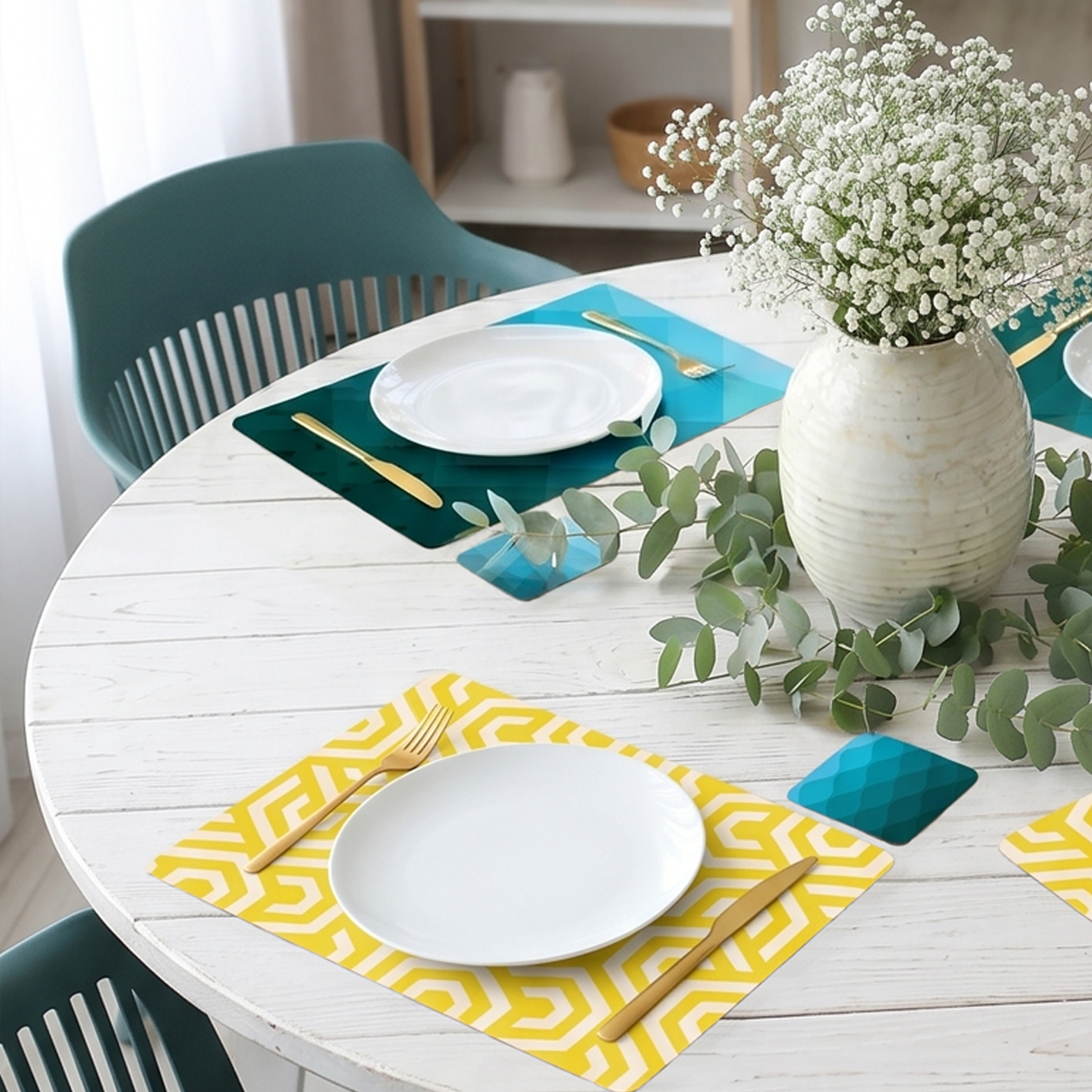 Modern Teal & Yellow